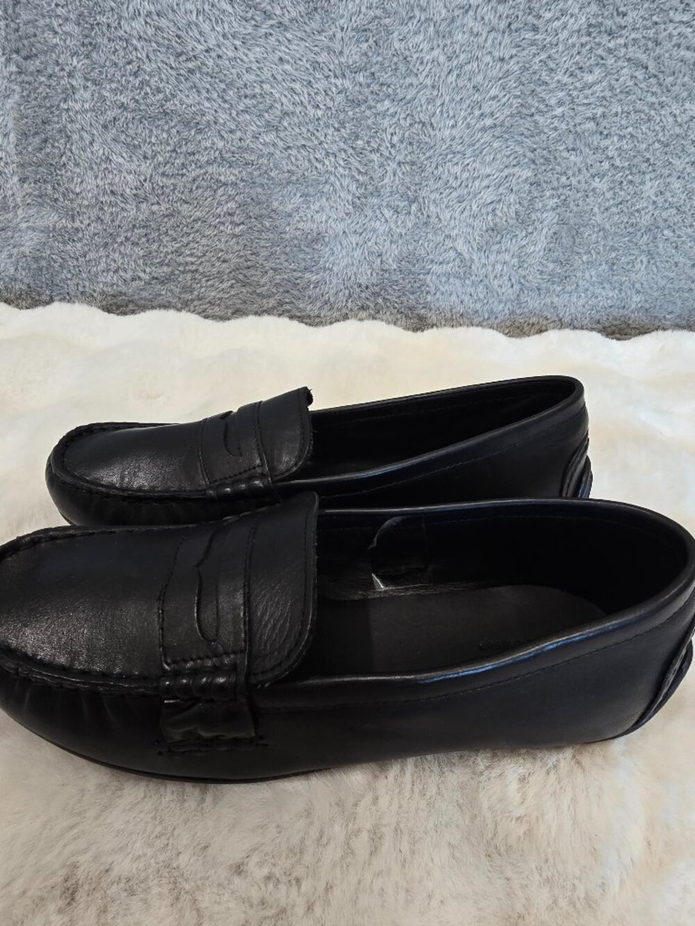 Polo Ralph Lauren Boys Telly Black Leather Penny Loafers (Youth) Size 6 NEW